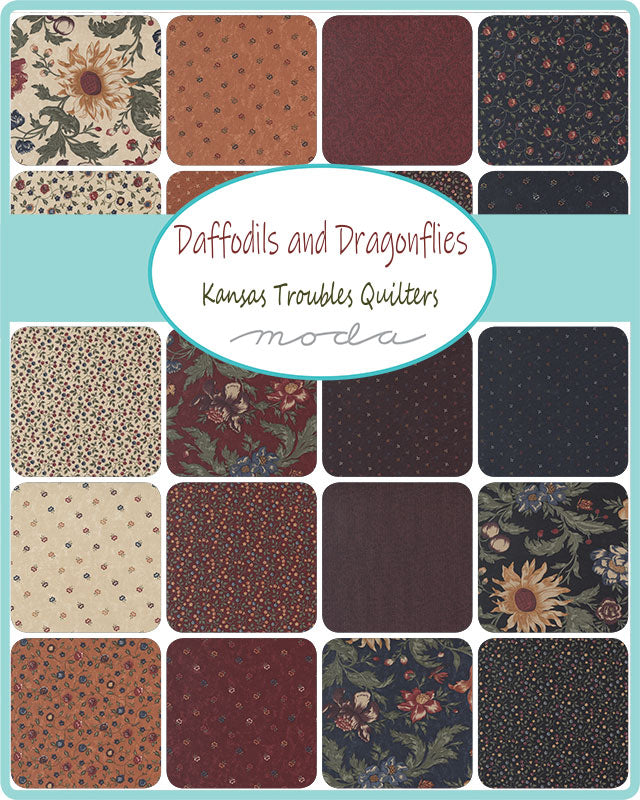 Fat Quarter Bundle of Daffodils Dragonflies by Kansas Troubles Quilters for Moda Fabrics selling