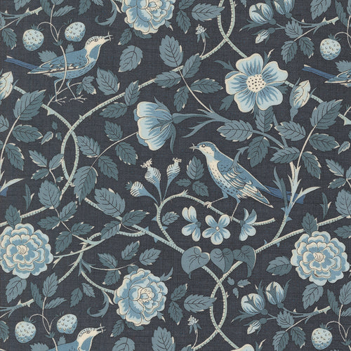 Sacre Bleu - Oiseaux Florals Birds Indigo by French General