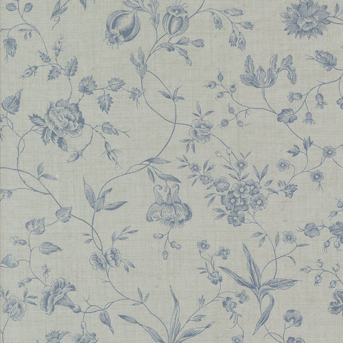 Sacre Bleu - Pivoine Florals Vines Ciel Blue by French General