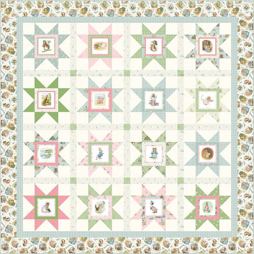 RESERVATION - Peter Rabbit & Friends Fussy Cut Stars Quilt Kit by The RBD Designers