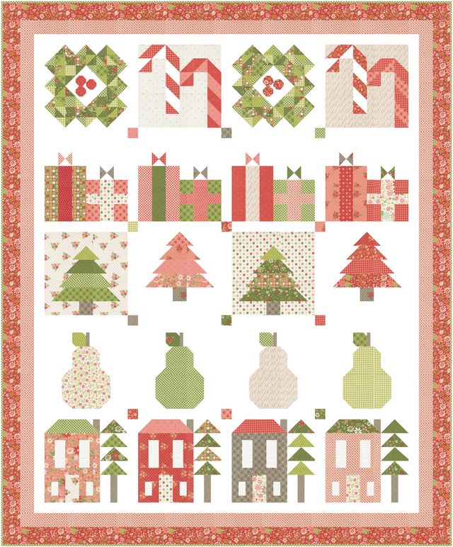 RESERVATION - Poinsettia and Pear Christmas Lane Quilt Kit by Sherri and Chelsi