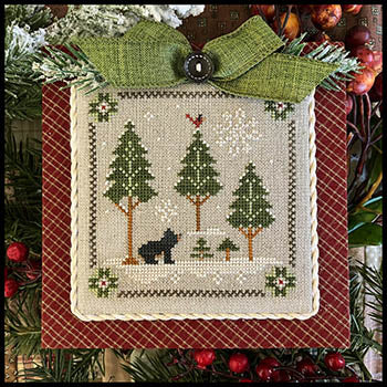 Log Cabin Christmas Chart No 4 - In The Woods Bear by Little House Needleworks