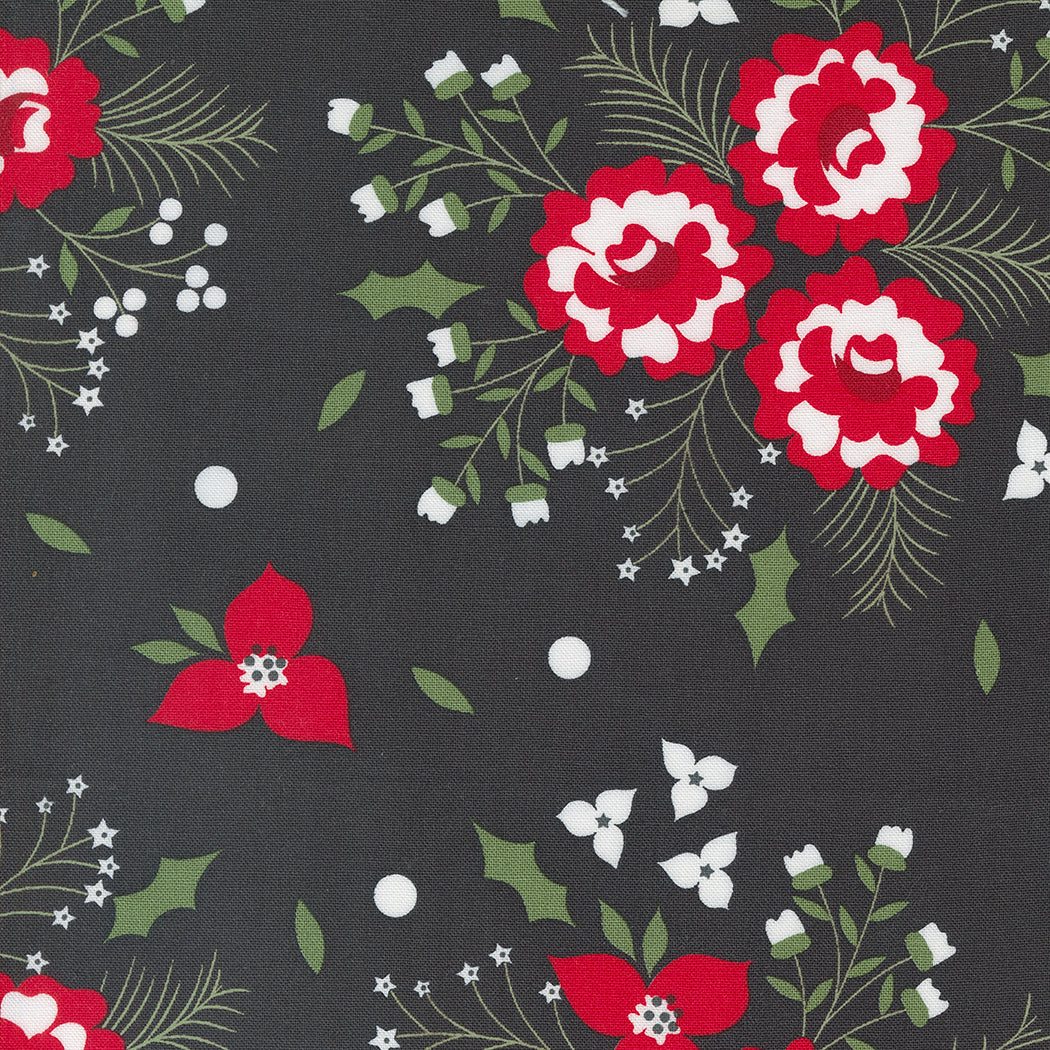 Starberry - Holiday Rose Florals Charcoal by Corey Yoder