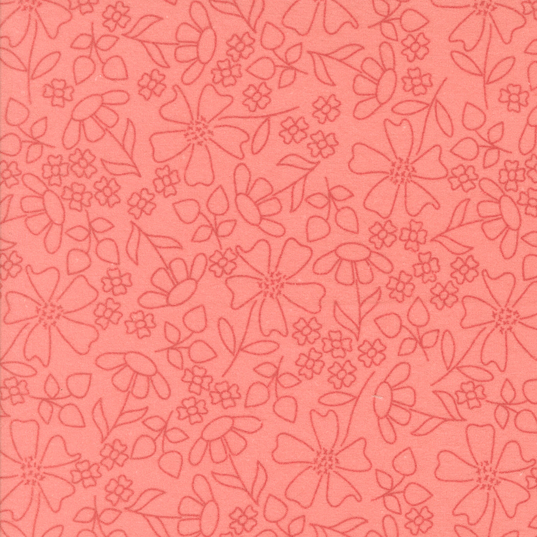 Sherbet Sunshine Flannels Sketch Florals Flamingo by Corey Yoder