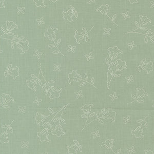 Sunbonnet Embroidered Blooms Dusty Blue by Heather Briggs