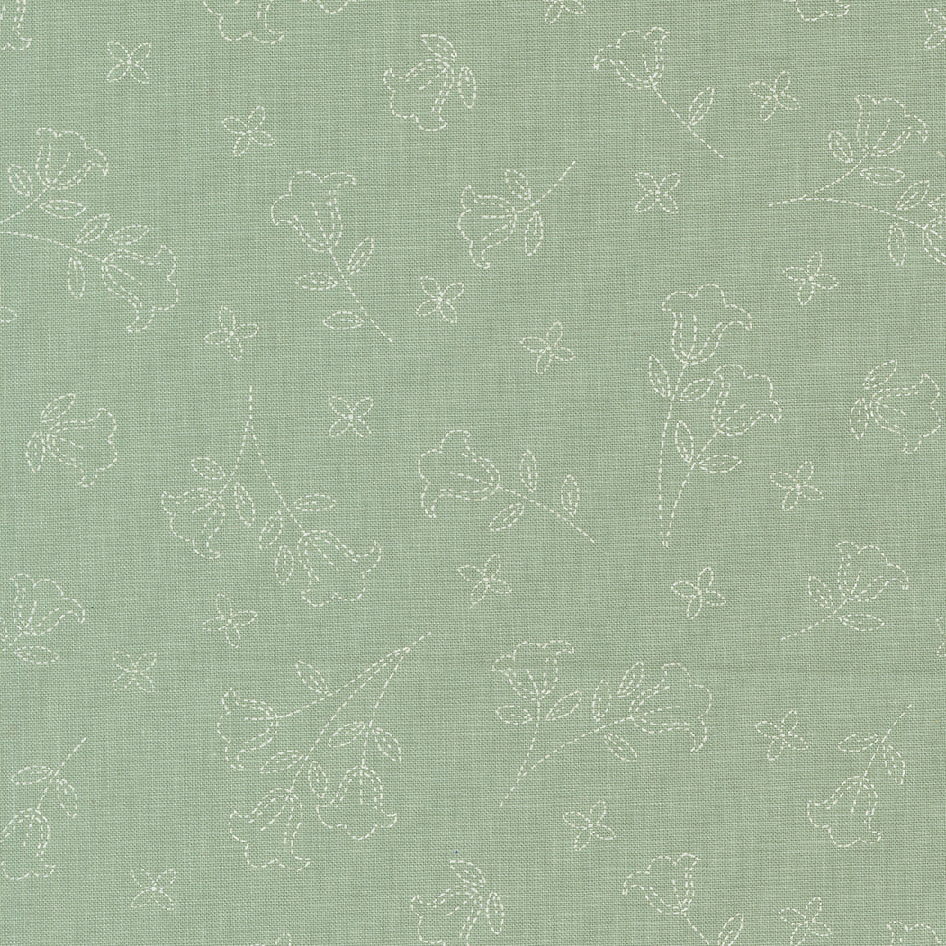 Sunbonnet Embroidered Blooms Dusty Blue by Heather Briggs