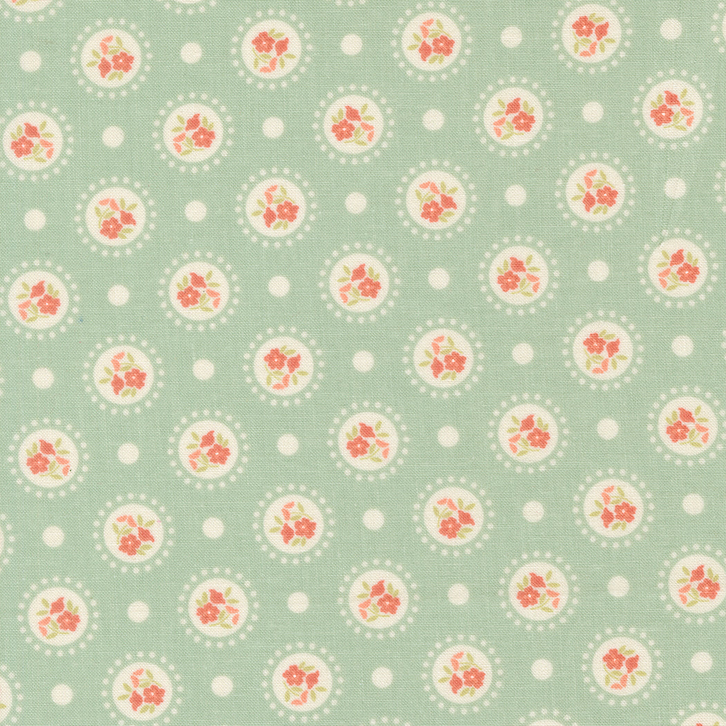 Sunbonnet Flower Dots Dusty Blue by Heather Briggs