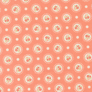 Sunbonnet Flower Dots Coral by Heather Briggs