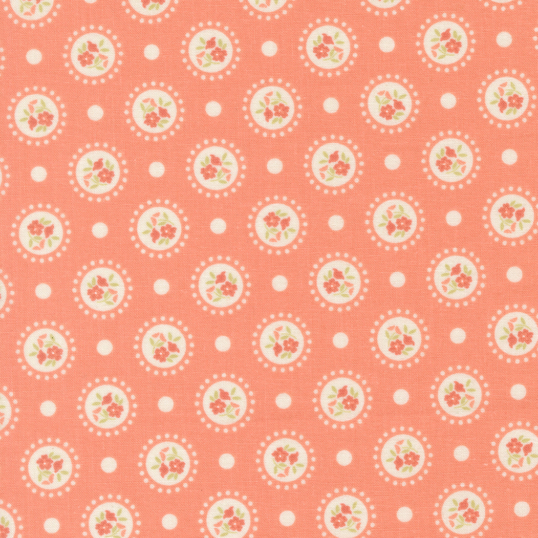 Sunbonnet Flower Dots Coral by Heather Briggs