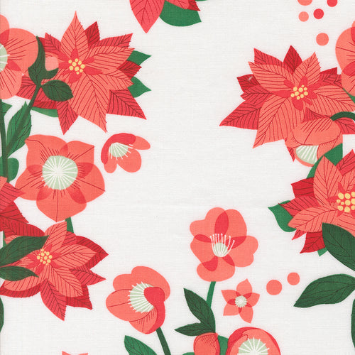 Tiny Christmas Poinsettias Snow by Lizzy House