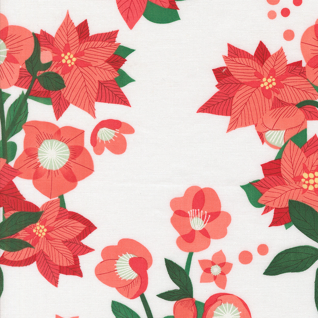 Tiny Christmas Poinsettias Snow by Lizzy House