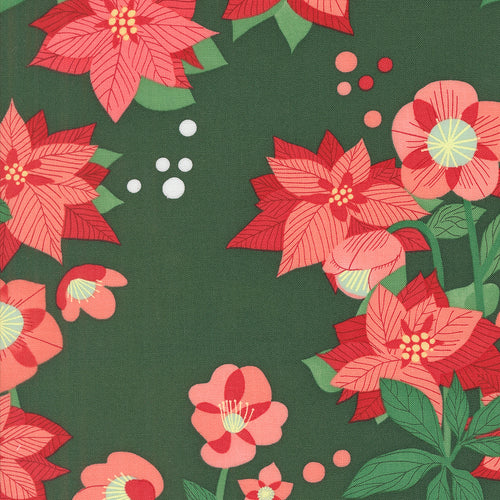 Tiny Christmas Poinsettias Pine by Lizzy House