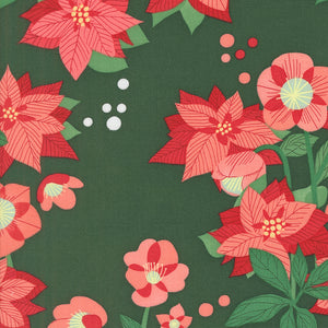 Tiny Christmas Poinsettias Pine by Lizzy House