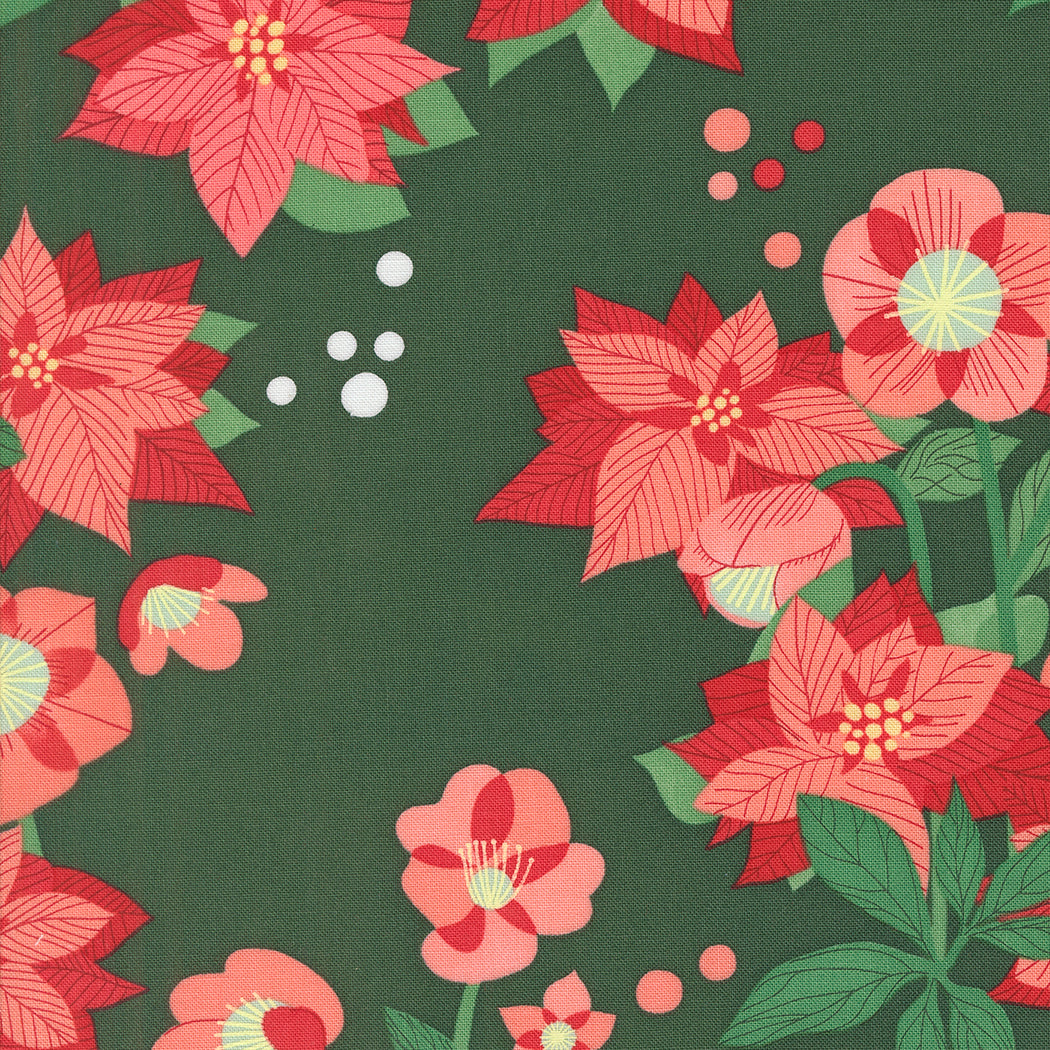 Tiny Christmas Poinsettias Pine by Lizzy House