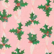 Tiny Christmas Holly Stripes Cotton Candy by Lizzy House