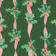 Tiny Christmas Holly Stripes Pine by Lizzy House