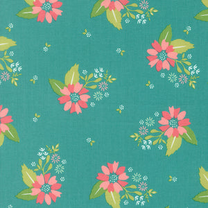 Strawberry Lemonade - Carnation Florals Teal by Sherri and Chelsi