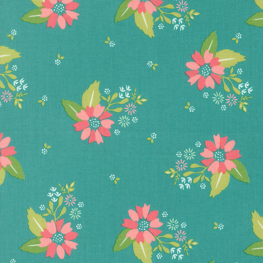 Strawberry Lemonade - Carnation Florals Teal by Sherri and Chelsi