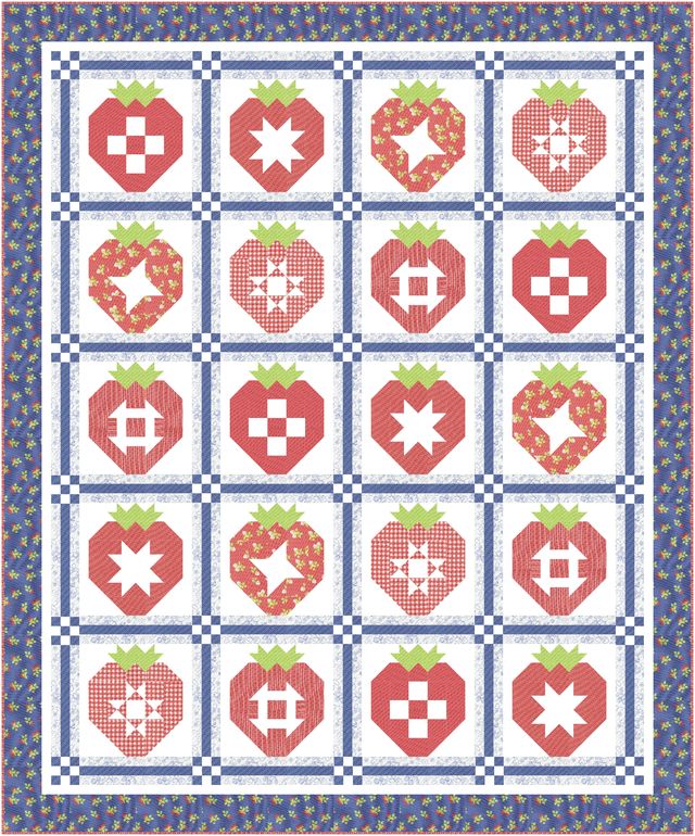 RESERVATION - Fruit Salad Strawberry Sampler Boxed Quilt Kit by Corey Yoder