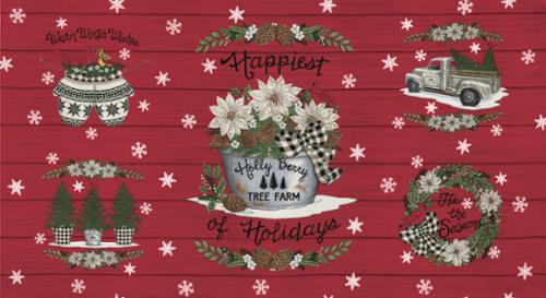 Holly Berry Tree Farm Panel Berry Red by Deb Strain