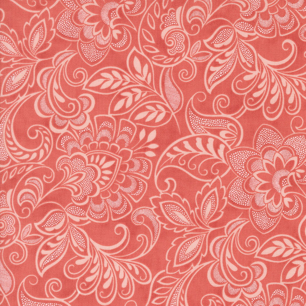 Muse Flourishing Damask Scarlet by 3 Sisters