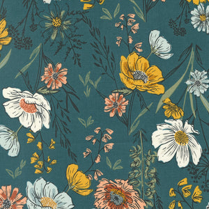 Woodland and Wildflowers - Wonder Florals Dark Lake by Fancy That Design House