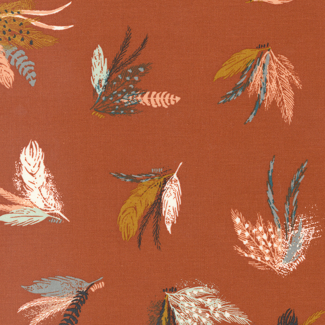 Woodland and Wildflowers - Novelty Feathers Rust by Fancy That Design House