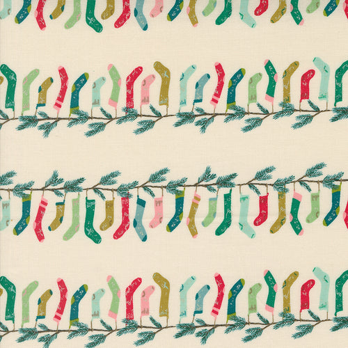 Cozy Wonderland - Stocking Stripe Stripes Stockings Natural by Fancy That Design House