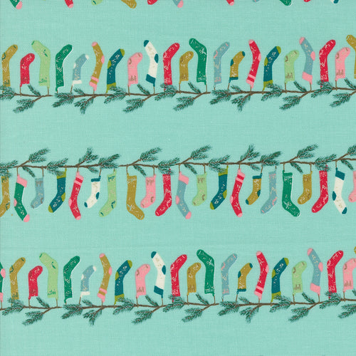 Cozy Wonderland - Stocking Stripe Stripes Stockings Teal by Fancy That Design House