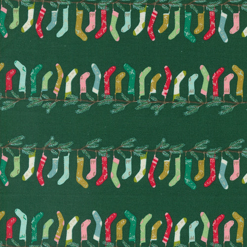 Cozy Wonderland - Stocking Stripe Stripes Stockings Pine by Fancy That Design House