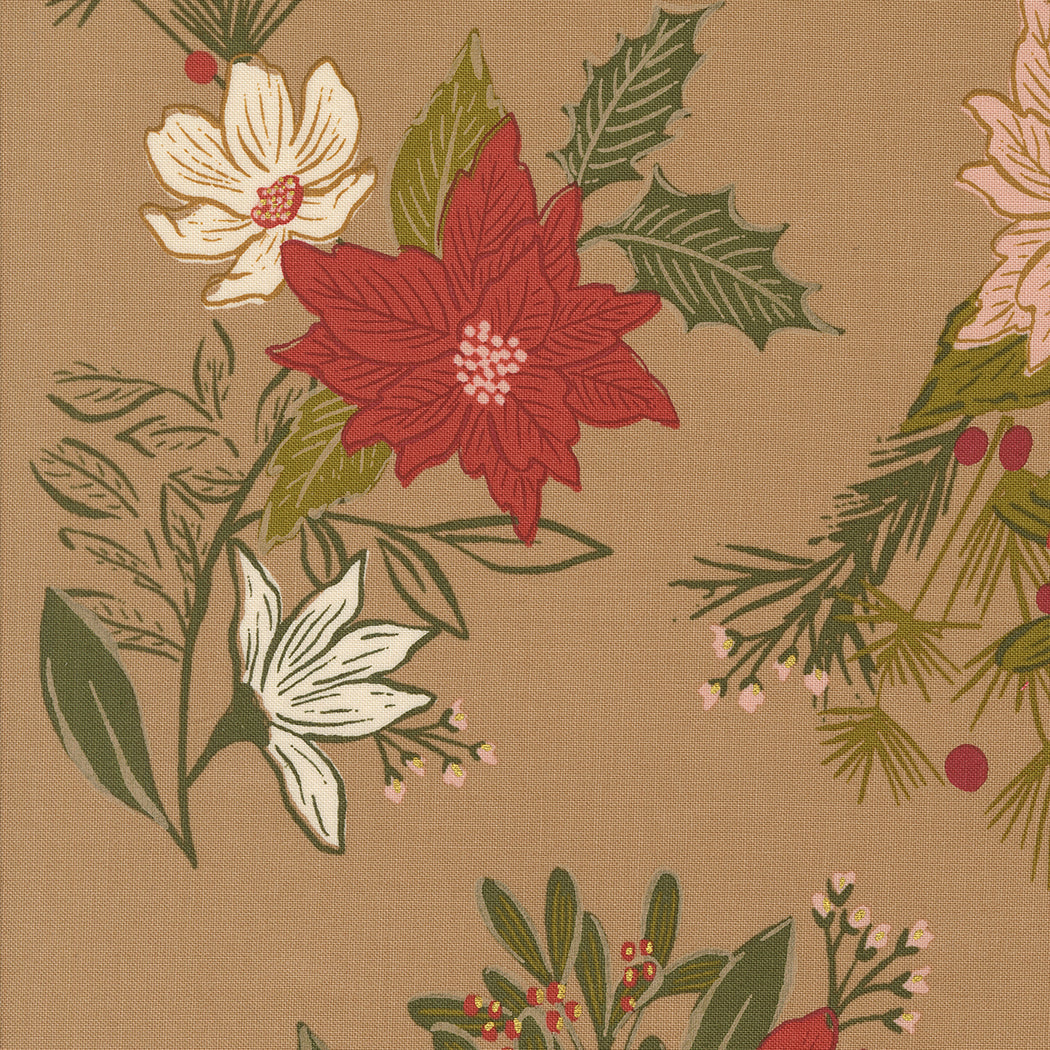 Old World Yuletide Festive Florals Mushroom by Fancy That Design House
