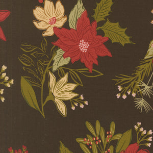 Old World Yuletide Festive Florals Espresso by Fancy That Design House