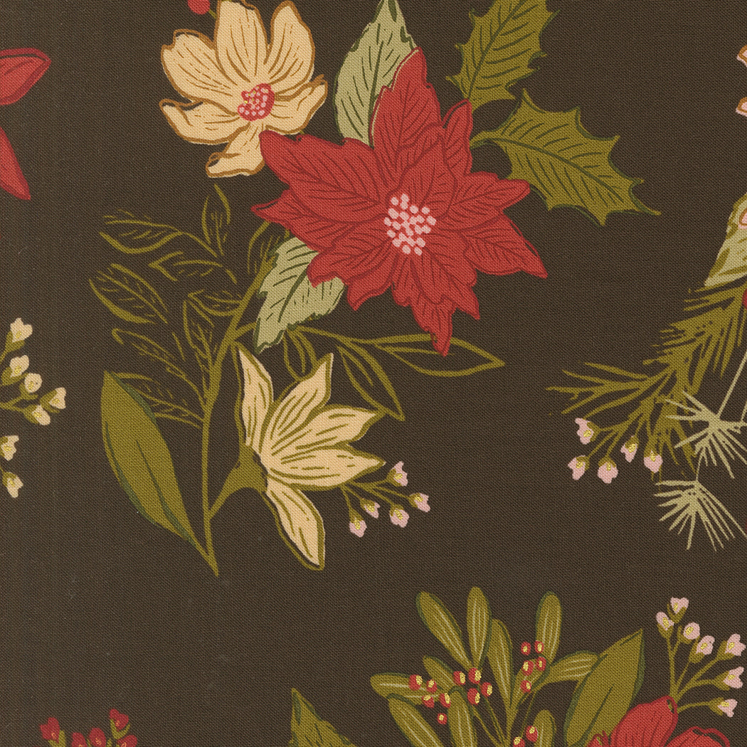 Old World Yuletide Festive Florals Espresso by Fancy That Design House