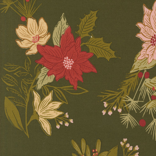 Old World Yuletide Festive Florals Pine by Fancy That Design House