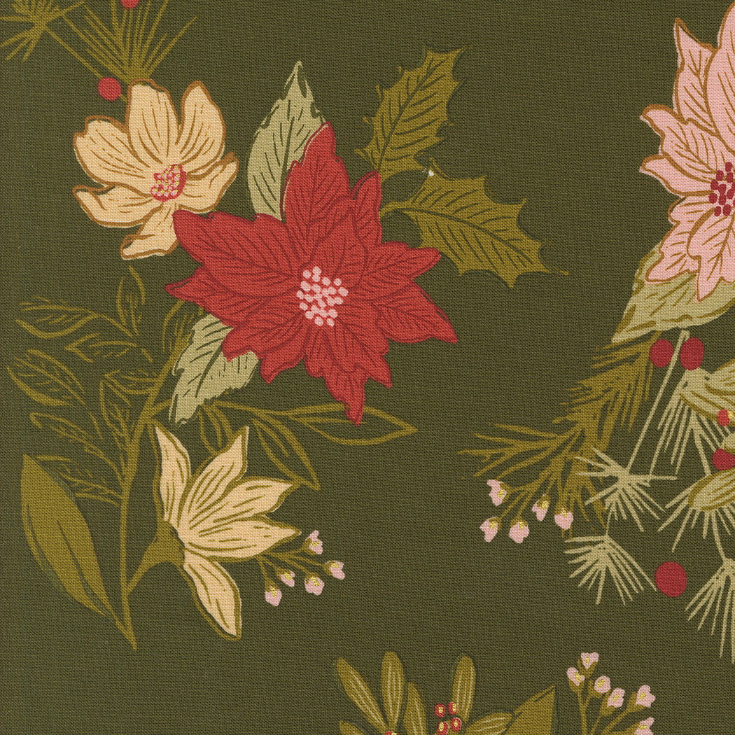 Old World Yuletide Festive Florals Pine by Fancy That Design House