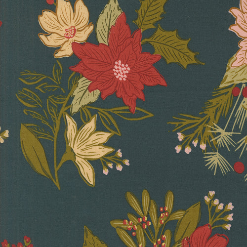 Old World Yuletide Festive Florals Midnight by Fancy That Design House