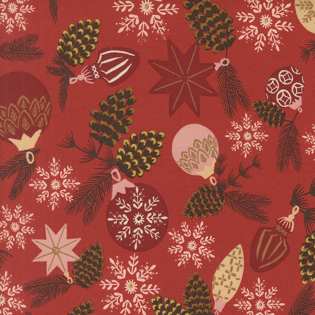 Old World Yuletide Branch and Baubles Ornaments Poinsettia by Fancy That Design House
