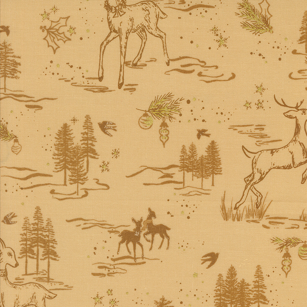 Old World Yuletide Deer Landscape Almond by Fancy That Design House