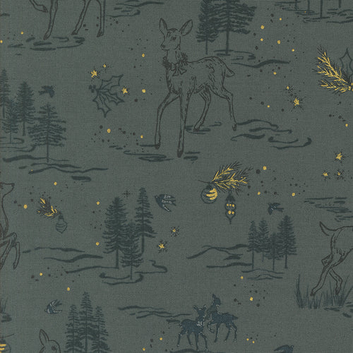 Old World Yuletide Deer Landscape Dusk by Fancy That Design House