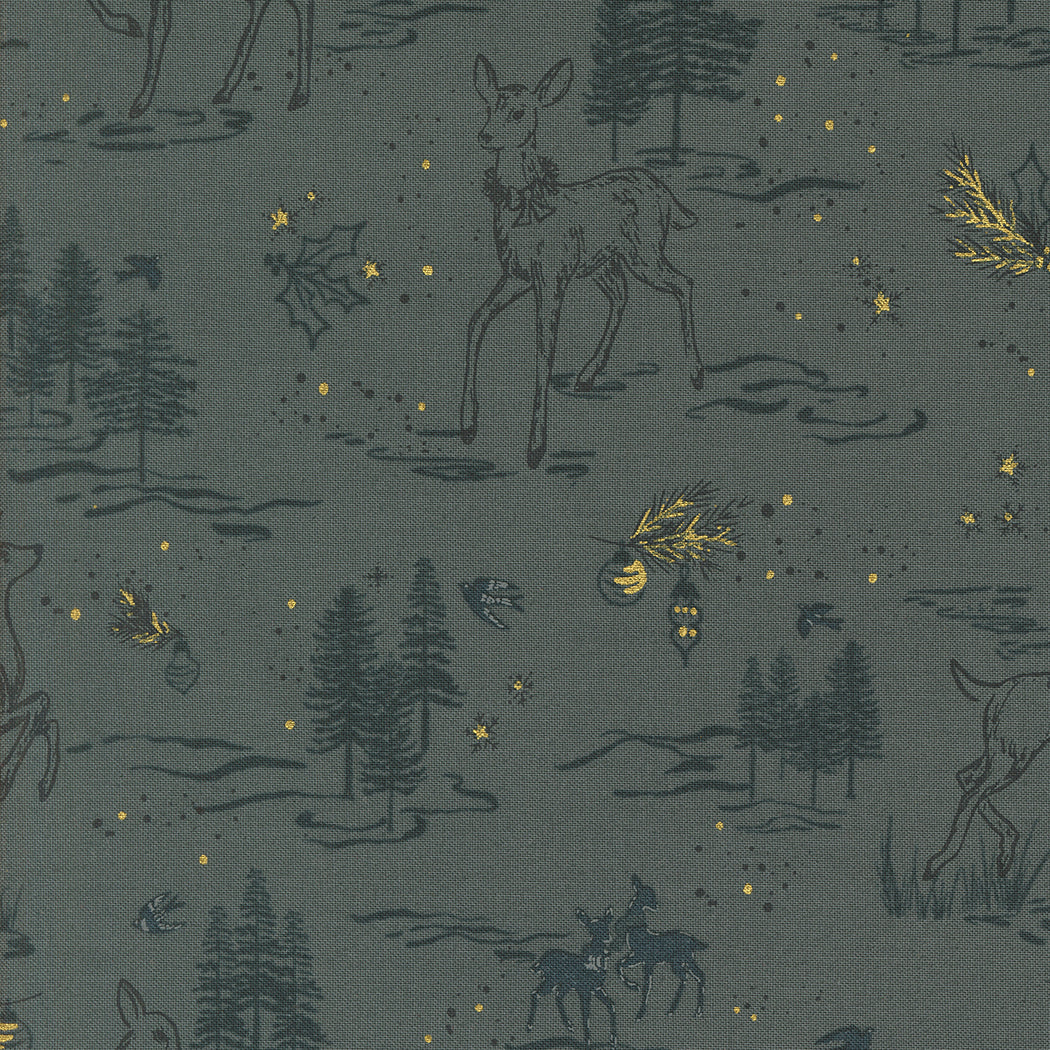 Old World Yuletide Deer Landscape Dusk by Fancy That Design House