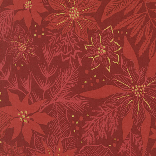 Old World Yuletide Poinsettias Crimson by Fancy That Design House
