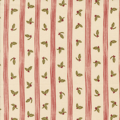 Old World Yuletide Holly Stripes Eggshell by Fancy That Design House