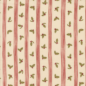 Old World Yuletide Holly Stripes Eggshell by Fancy That Design House