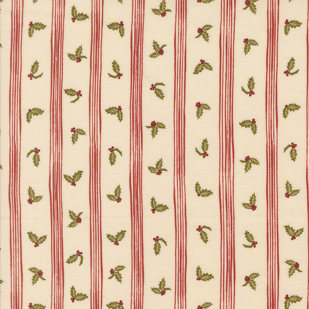 Old World Yuletide Holly Stripes Eggshell by Fancy That Design House