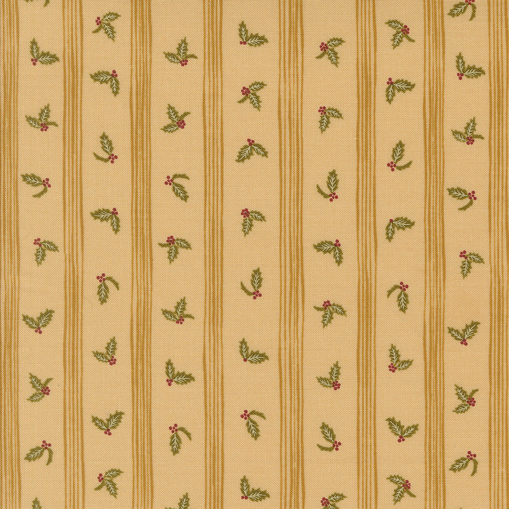 Old World Yuletide Holly Stripes Almond by Fancy That Design House