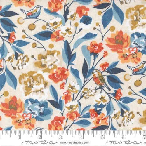 Nutmeg - Large Floral Birds Cream by BasicGrey