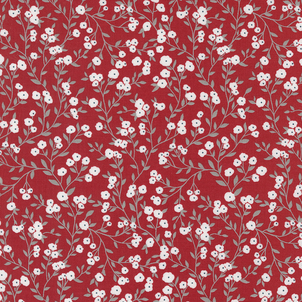 Old Glory - American Meadow Small Floral Vines Red by Lella Boutique