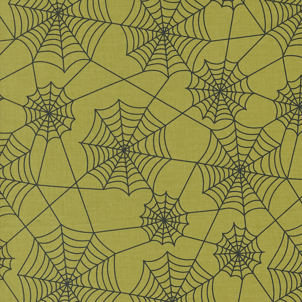 Hey Boo - Novelty Spiderwebs Witchy Green by Lella Boutique