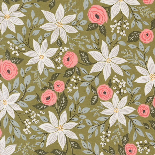 Berry and Pine Poinsettia Party Sage by Lella Boutique