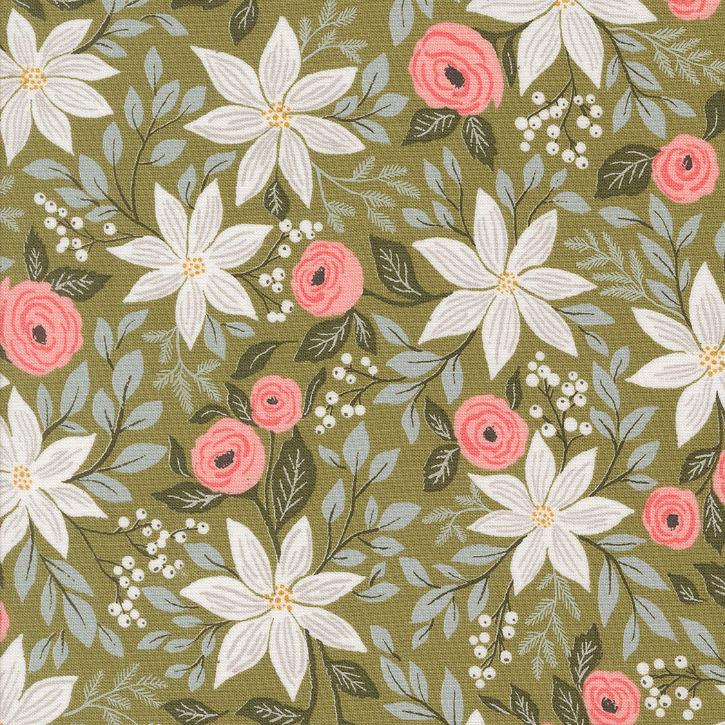 Berry and Pine Poinsettia Party Sage by Lella Boutique